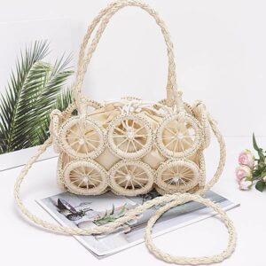 Faux Straw multi hound hand bag